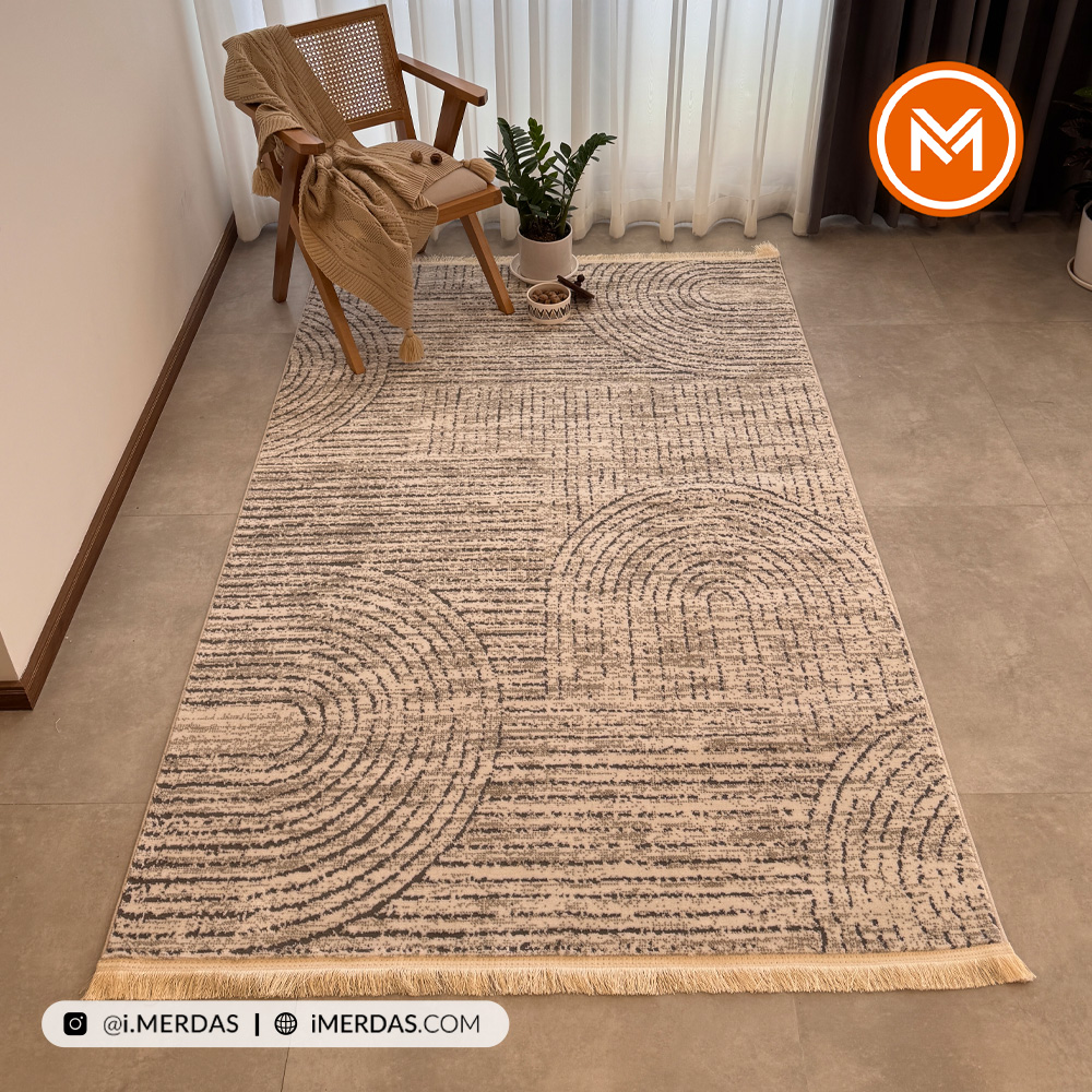فرش مراکشی کد 41338 زمینه کرم نقره ای